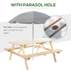 Wood Picnic Table, Camping Table and Bench Set with Umbrella Hole for Outdoor, Garden, Patio, Backyard
