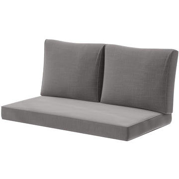 2 Seater Outdoor Seat Cushions with Backrest, Loveseat Double Sofa Outdoor Furniture Cushions, Light Grey