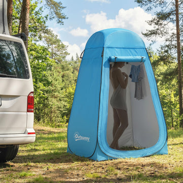 Pop Up Shower Tent, Portable Privacy Room for Outdoor Changing, Dressing, Fishing Storage with Carrying Bag, Blue