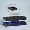 Coffee Table with Adjustable LED Lights, Modern Living Room Table with 2 Drawers, Open Shelf, Remote, High Gloss Black