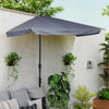7.5ft Half Umbrella Semi Patio Parasol with Crank Handle, Top Vent for Garden, Balcony- NO BASE INCLUDED, Grey