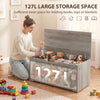 39.4 Inches Storage Chest, Storage Trunk with 2 Safety Hinges for Living Room, White Wood Grain