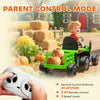 Qaba 12V Kids Ride On Tractor with Trailor, Remote Control, Music, Lights, Shifter, for Kids Ages 3-8 Years, Green