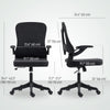 Ergonomic Office Chair, Swivel Desk Chair with Lumbar Support and Adjustable Height, Flip-up Armrests, Wheels, Black