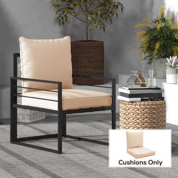 Patio Chair Cushions, Thick Deep Seat Outdoor Seat Cushion with Back Cushion, Beige