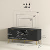 Modern TV Console for TVs up to 50 Inch, Entertainment Center with Smart RGB LED Lights and Soft Close Doors, Black
