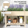Raised Garden Bed, Wood Planter Box with Side Table, Bottom Shelf, Bed Liners and Drainage Holes, Natural