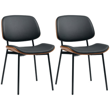 Dining Chairs Set of 2, Mid Century Modern Dining Room Chairs with Bentwood Back and Metal Legs for Kitchen Living Room