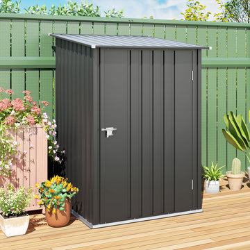 Garden Tool Storage Shed, Small Steel Shed with Lockable Door for Garden & Patio, Galvanized Steel Construction, Dark Gray