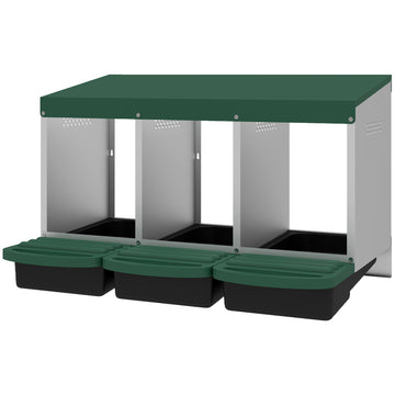 Chicken Nesting Boxes, 3 Compartment Metal Nesting Boxes for Chicken Coop, Egg Laying Boxes with Lid Cover