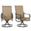 2-Piece Swivel Patio Dining Chairs, 360° Swivel Rocking Outdoor Chairs with Curved Armrests, Breathable Mesh Seat & S Shape Backrest for Yard, Lawn, Porch