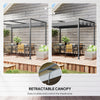 10x7ft Pergola with Retractable Roof Outdoor Patio Sun Shelter Garden Grape Tent Water-resistant Yard Shade