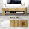 TV Stand, Modern TV Table with Marble-Effect Top, 3 Drawers and 2 Open Shelves for 32-65 Inch Television, Natural Wood