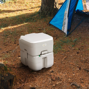 Porta Potty, 5.3 Gallon Portable Toilet with Level Indicator and Anti-Leak Pump for Camping, Boating, Hiking, Travel, RV