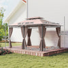 10' x 13' Patio Gazebo, Outdoor 2-Tiers Garden Canopy Yard Sunshade Shelter with Curtains
