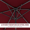 6.6x9.6ft Rectangle Aluminum Tilt Patio Umbrella, Garden Market Parasol, Outdoor Sunshade Canopy with Crank, Wine Red