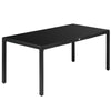 Rectangular Outdoor Dining Table for 8 People with Tempered Glass Top and Aluminum Frame, Black 70.9