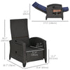 Wicker Recliner Chair with Adjustable Backrest and Footrest, Washable Cushion, Side Tray, Blue