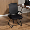 Desk Chair, Desk Chair No Wheels with Mesh Back, Lumbar Support, Metal Base for Reception, Conference