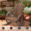 Patio Wooden Rocking Chair, Wagon Outdoor Rocker Chair with Slatted Design and Wheel Armrests for Garden, Carbonized