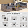7-Piece Outdoor Patio Furniture Set – PE Rattan Sectional Sofa with Washable Cushions & Tempered Glass Coffee Table, Grey