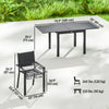 Patio Dining Set for 6, Aluminum Expandable Outdoor Table and 6 Stackable Chairs with Padded Back, Mesh Seat, Black