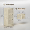 3 Drawer Filing Cabinet with Lock, Boho File Cabinet for A4 Letter Size Files with Decorative Rattan Accents, Oak