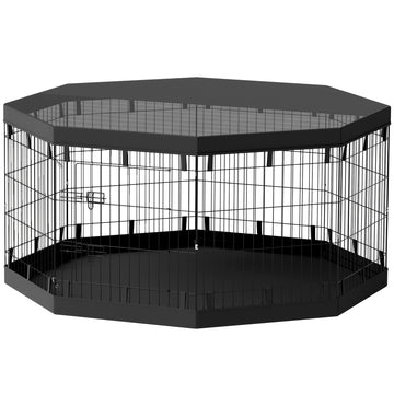 8 Panels Foldable Dog Playpen with Bottom Pad & Top Cover, 30