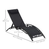 Patio Lounge Chair, Aluminum Reclining Outdoor Tanning Chair with 5-Level Adjustable Backrest, Head Pillow and Breathable Mesh Fabric, for Pool, Deck, Garden, Black