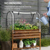 Raised Garden Bed with Cover, Metal Elevated Planter Box with Bottom Shelf and Liner, Dark Brown Wood Effect