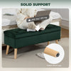 Storage Ottoman with Lid, Velvet Upholstered Storage Bench with Wood Legs for Living Room, Dark Green