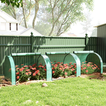 Mini Tunnel Greenhouse with PE Cover Garden Green Grow Shed with Steel Frame Zipped Doors, Green