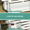 2 Seater Porch Swing Wooden Patio Swing Chair Seat with Cup Holder and Chains Outdoor Swing Bench for Garden Yard, White