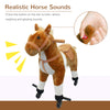 Qaba Kids Rocking Horse, Large Walking  Ride on Toy  for Toddlers 3 year old, Baby Plush Animal Rocker with Sound and Wheel, Brown
