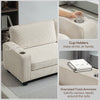 Three Seater Sofa, Fabric 3 Seater Couch with Spring Cushion and Cup Holders for Living Room, Bedroom
