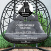 Double Wicker Egg Swing Chair with Canopy, Foldable Hanging Egg Chair with Stand Cushion Headrest