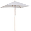 6.6x5ft  Fir Wooden Patio Umbrella Square Market Parasol Tilt Mechanism 6 Ribs Garden Sunshade, Cream White