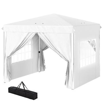 10' x 10' Pop-Up Canopy Tent with Sidewalls, Height-Adjustable, Carry Bag Included, for Outdoor, Garden, Patio, White
