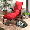Folding Outdoor Lounge Chair with Cushion, Adjustable Backrest, Reclining Patio Garden Chair with Footrest, Wine Red