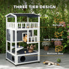 4-Floor Wood Outdoor Cat House Catio for Cats with Condo, Fun Entrances, Perch