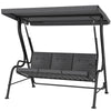 3-Person Porch Swing Chair, Patio Swing Bench with Adjustable Canopy, Removable Thicken Cushion and Weather Resistant Steel Frame for Outdoor, Garden, Poolside, Black