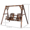 Wooden 2-Seat  A-Frame Porch Swing Rustic Patio Bench Outdoor Furniture  w/ Table