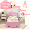Qaba Twin Bed Frame with Bear Shaped Headboard & Footboard, Slats Support, No Box Spring Needed, for Boys, Girls, Pink