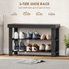 Bamboo Shoe Storage Bench, 3-Tier Entryway Bench with 2 Storage Shelves for Hallway, Holds 6 Pairs, Black