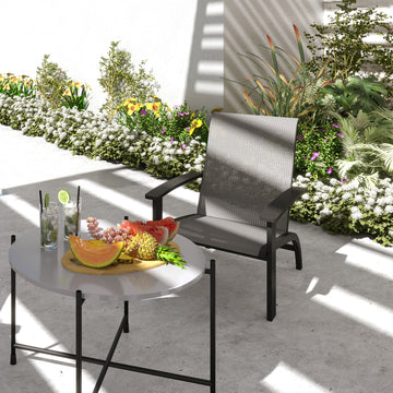 Outdoor Adirondack Chair Muskoka Chair with Aluminum Frame, Mesh Seat, High Back for Garden, Deck, Dark Grey