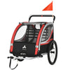 3-in-1 Bike Trailer for Kids, Running Stroller with 2 Seats, Jogging Cart with 5-Point Harness, Storage Units