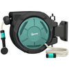 1/2 in x 65ft Wall Mounted Garden Hose Reel, Retractable Water Hose Reel with Auto Rewind, Any Length Lock, Blue