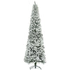 9ft Pencil Christmas Tree, Flocked Tree with 1277 Branch Tips and Metal Base for Home, Indoor, Holiday