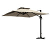 10ft Square Cantilever Patio Umbrella, 360° Rotating Overhanging Umbrella with Cross Base, Crank Handle, Khaki