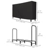 6ft Outdoor Firewood Rack with Cover, Adjustable Wood Storage Holder, Indoor Outdoor Log Rack for Fireplace, Black